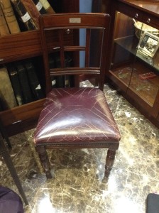 The chair in the Shelbourne Museum inscribed; Darrell Figgis